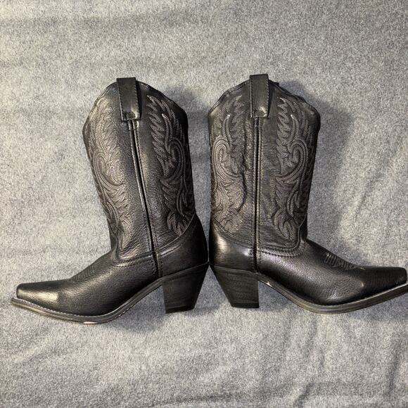 Masterson Boot-Womens Size 7 Wide Cowgirl Embroidered Western Black RB3431 - Picture 6 of 13